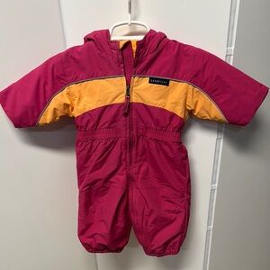 Lands' End Fleece Lined Pink and Orange Snowsuit